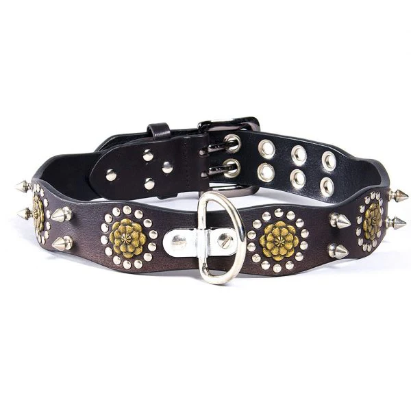 Läderhalsband nitar 70 cm